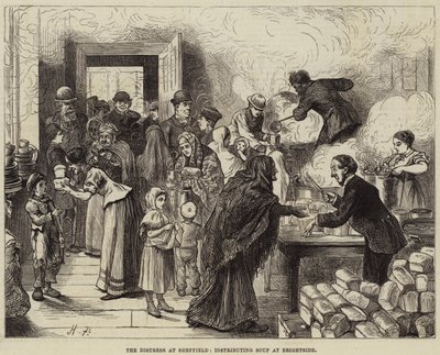 シェフィールドでの苦痛、ブライトサイドでスープを配布 作： Harry Furniss